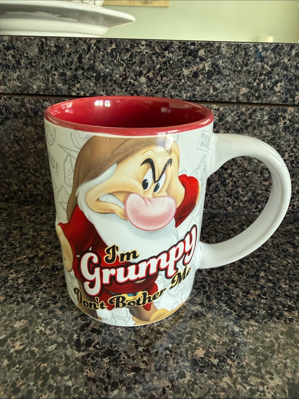 Disney Orlando Jerry Leigh Grumpy Dwarf Ceramic Coffee Mug - Red Interior